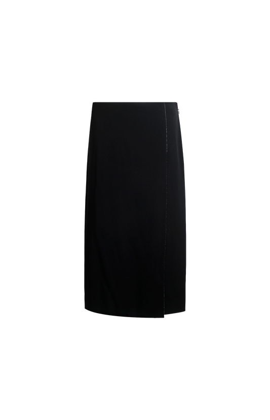 Black Viscose Midi Skirt
