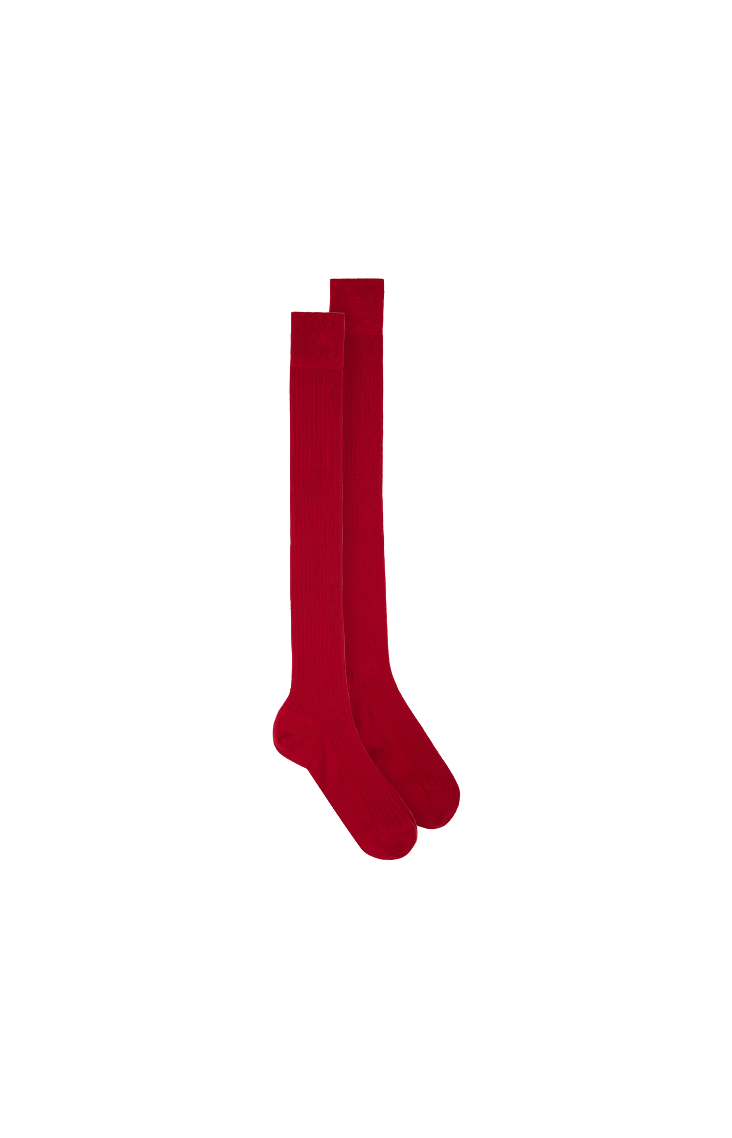 Red Ribbed Wool Socks