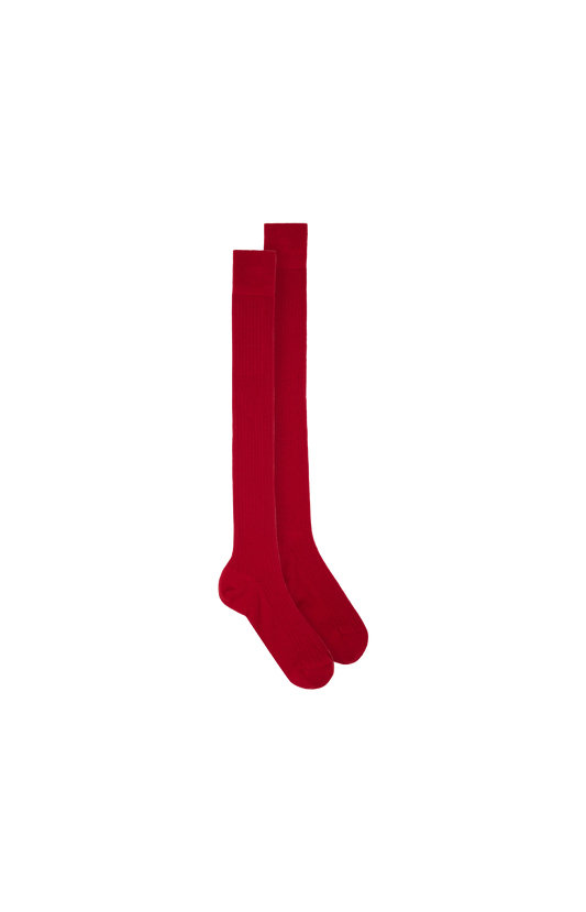 Red Ribbed Wool Socks