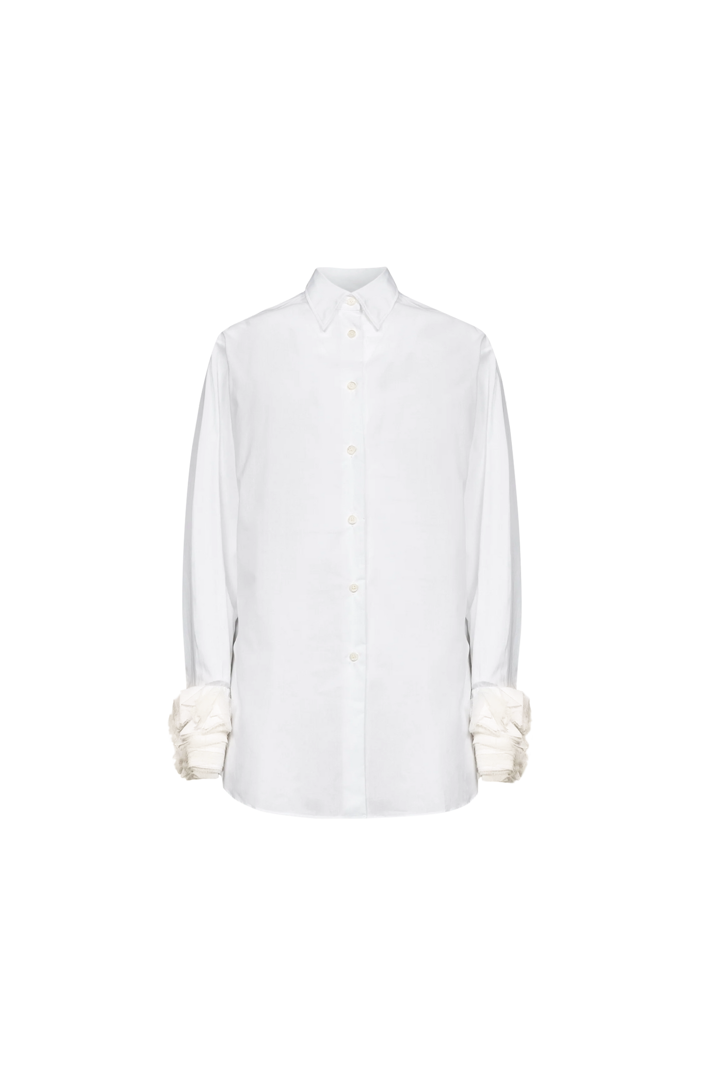 Cotton Shirt with Multi-Layered Cuffs in Optic White