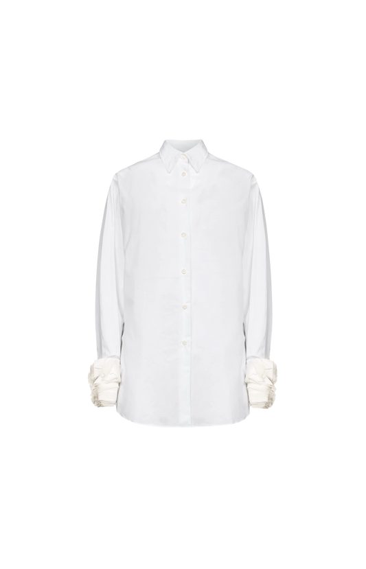 Jil Sander Cotton Shirt with Multi-Layered Cuffs in Optic White — front view