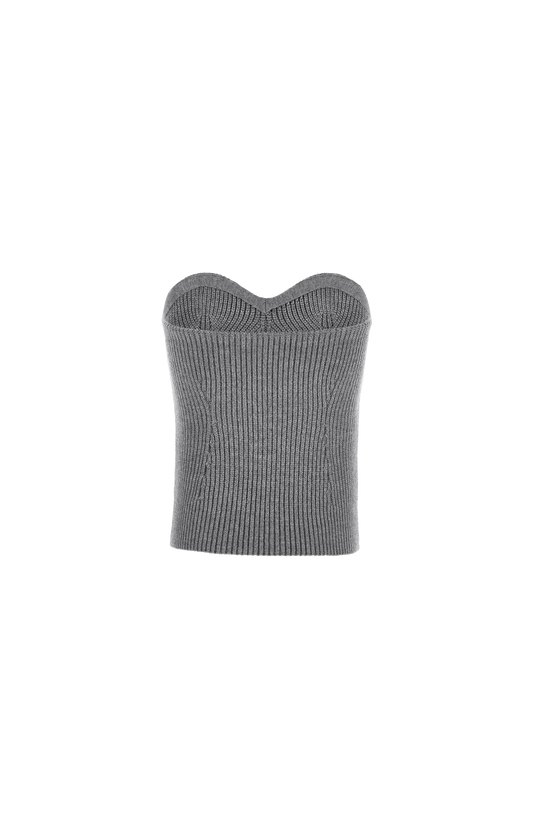 Jil Sander Wool Knit Bustier Top in Grey — product photo 2