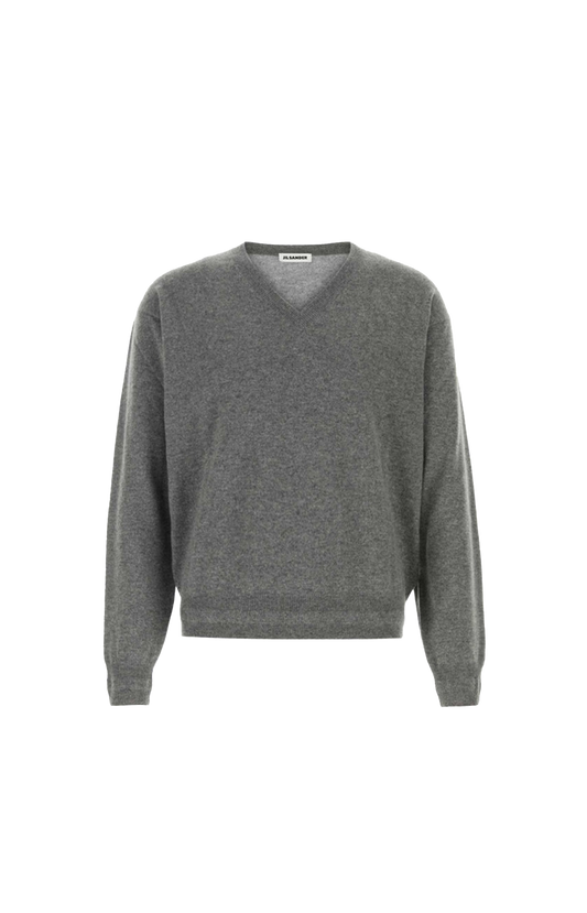 Cashmere V-Neck Sweater in Grey