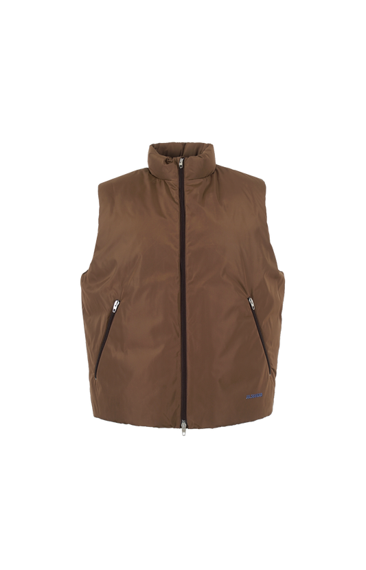 Padded Taffeta Gilet in Brown