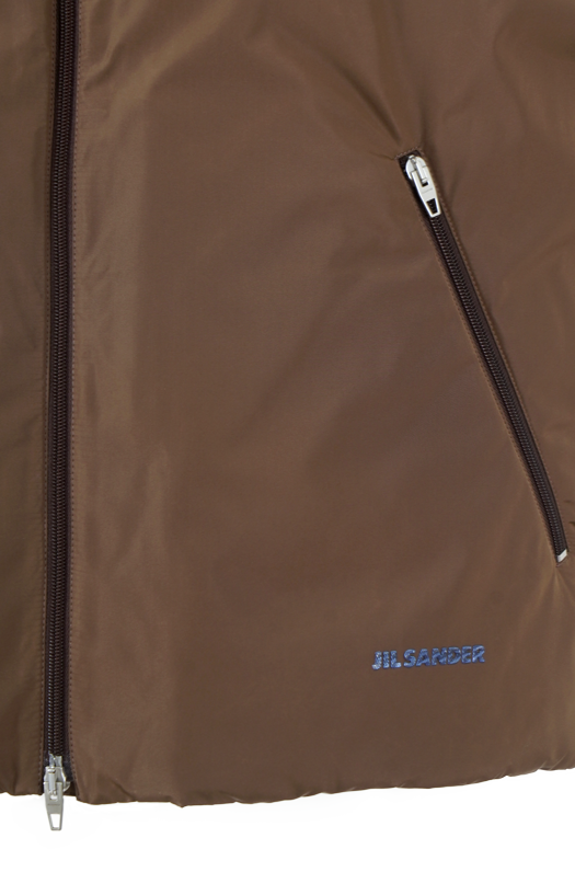 Padded Taffeta Gilet in Brown