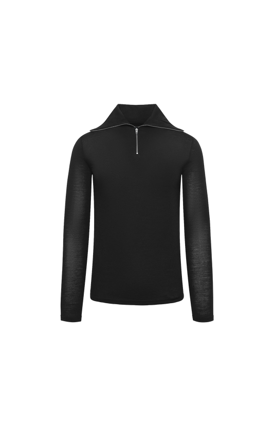 Zip Up High Neck Long Sleeve T-Shirt