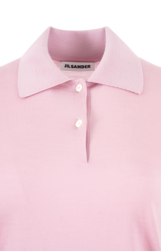 Wool Polo Shirt in Pastel Pink