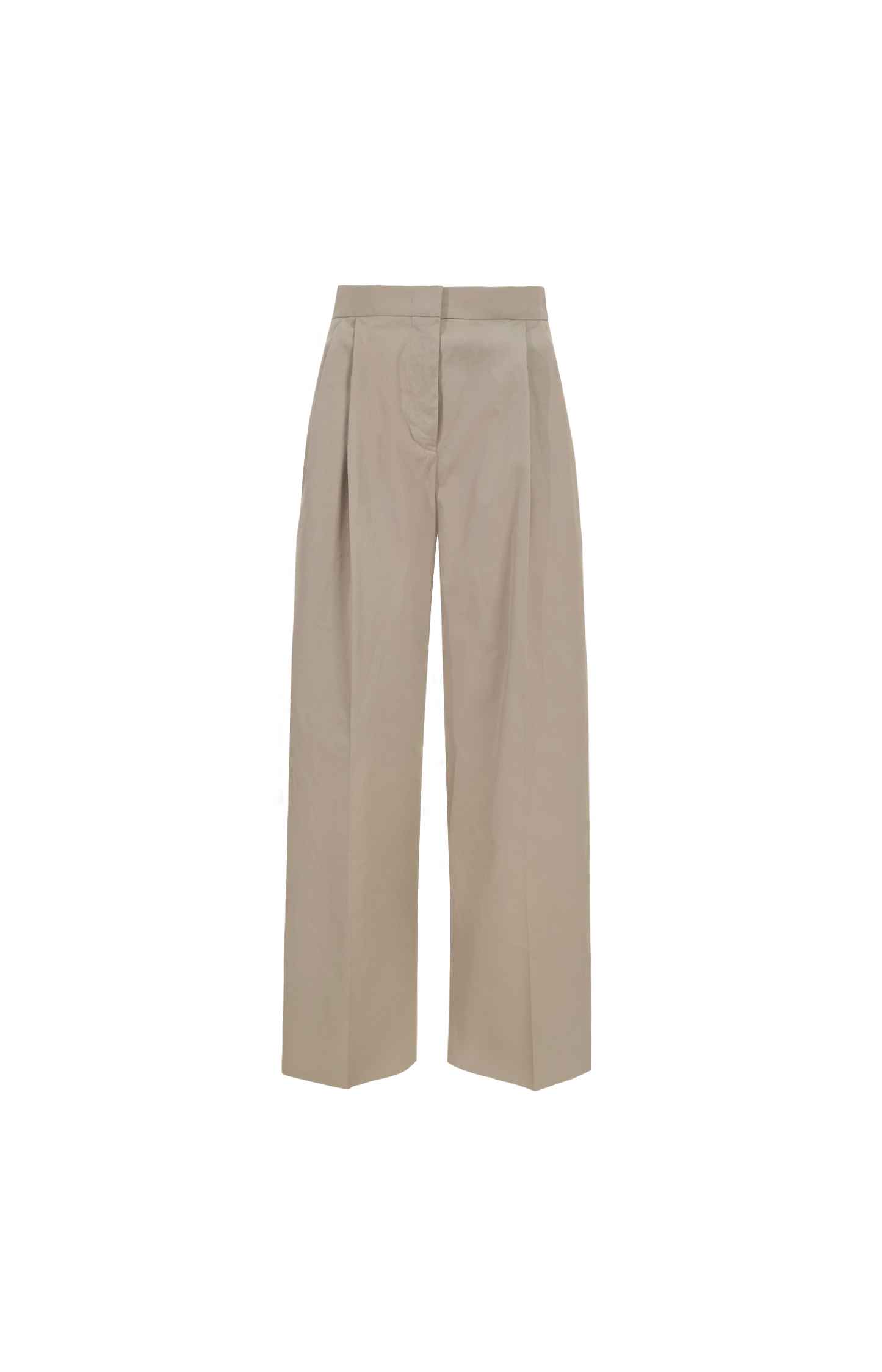 Pleated Cotton Wide-Leg Pants