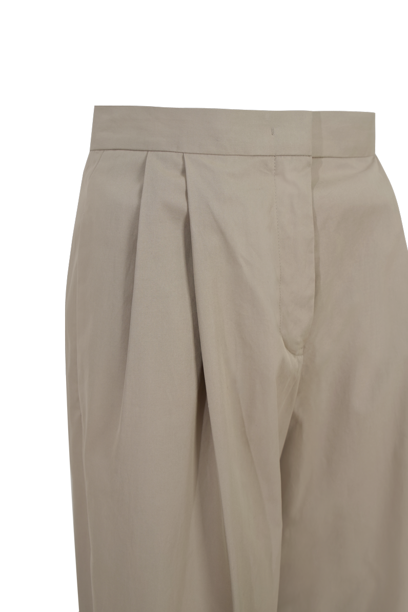 Pleated Cotton Wide-Leg Pants