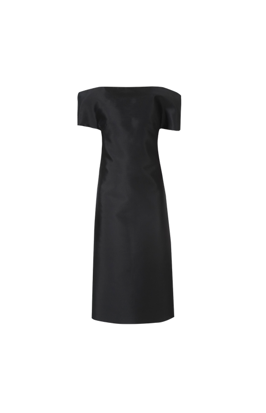Jil Sander Off-Shoulder Midi Dress in Black — front view