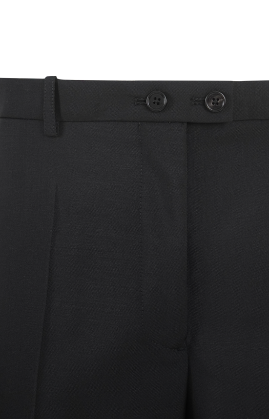 Wool-Mohair Canvas Wide-Leg Trousers in Black