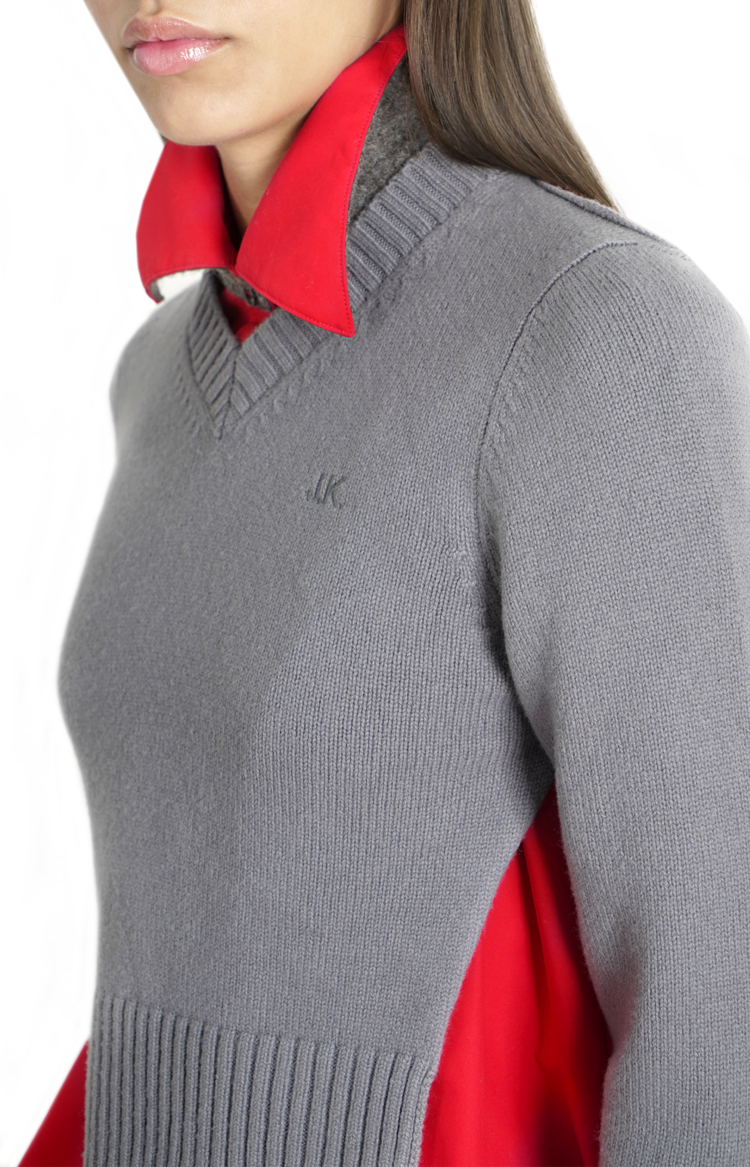 Cotton Shirt with Contrasting Wool Collar