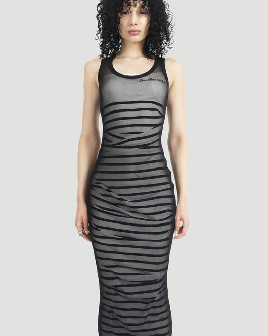 The Ribbed Marinière Double Layer Long Dress