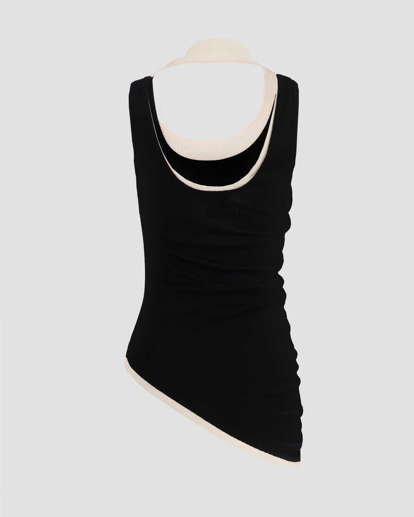 The Black Draped Double Tank Top