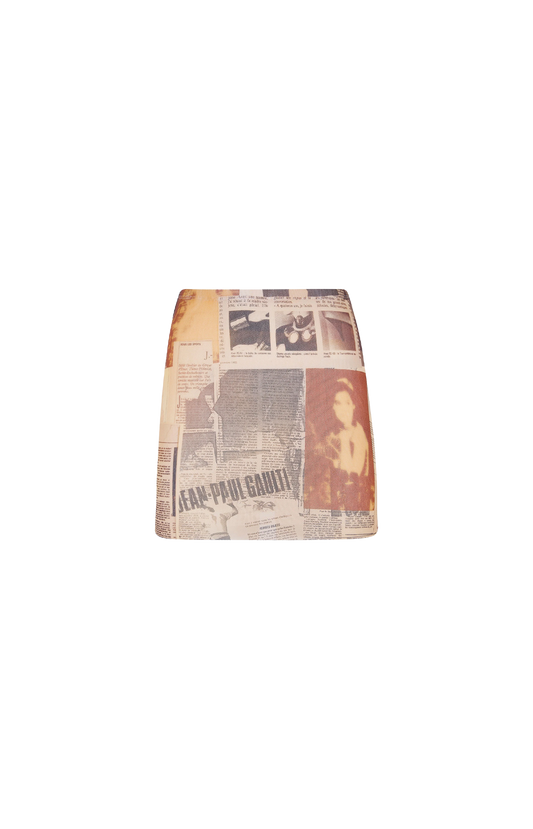 Mesh Printed Journal Mini Skirt