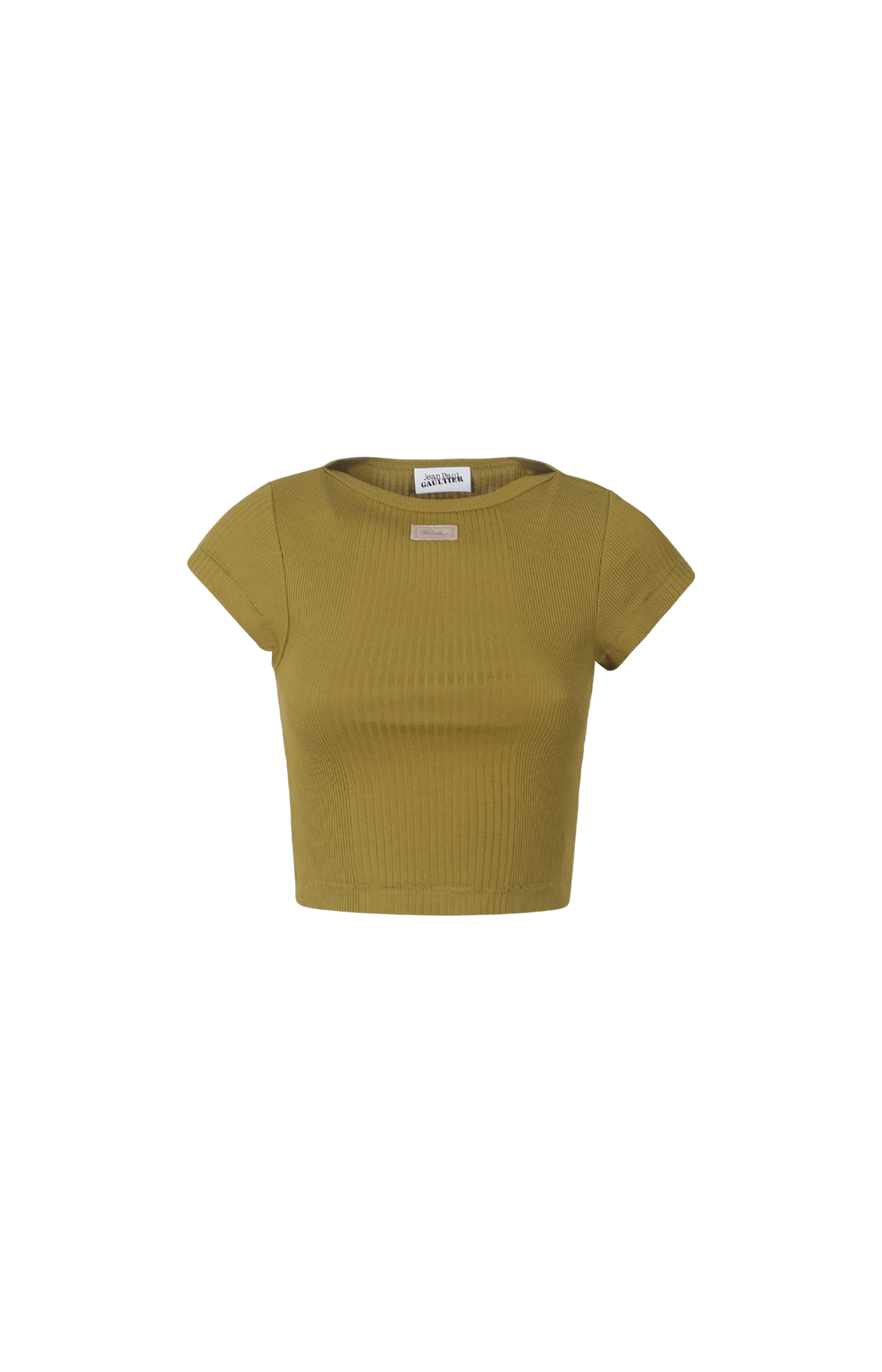 Ribbed Cropped Baby Tee with Logo Patch