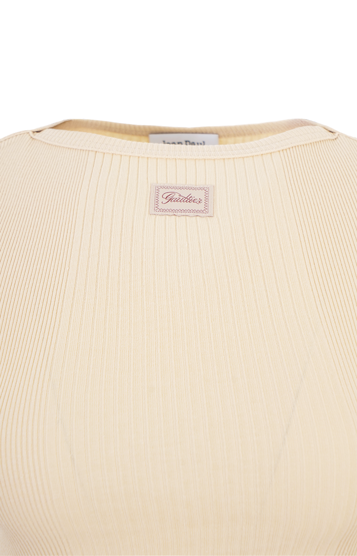 Ribbed Cropped Baby Tee with Logo Patch