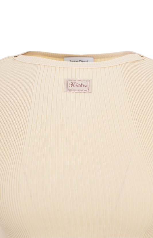 Ribbed Cropped Baby Tee with Logo Patch