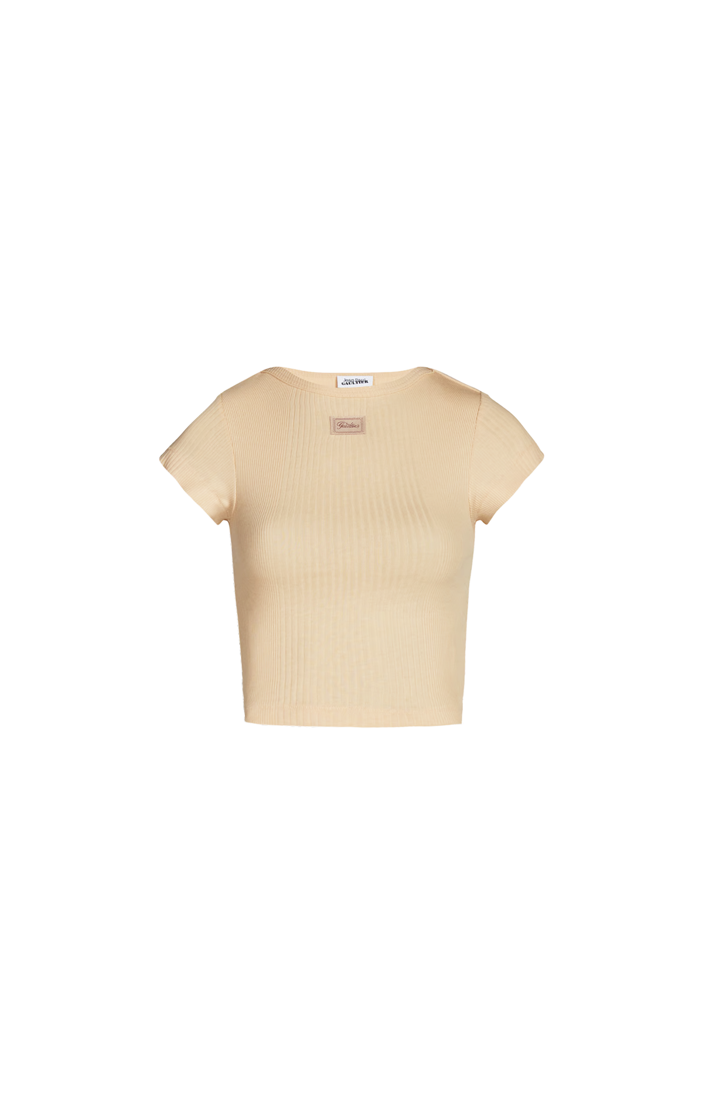Ribbed Cropped Baby Tee with Logo Patch