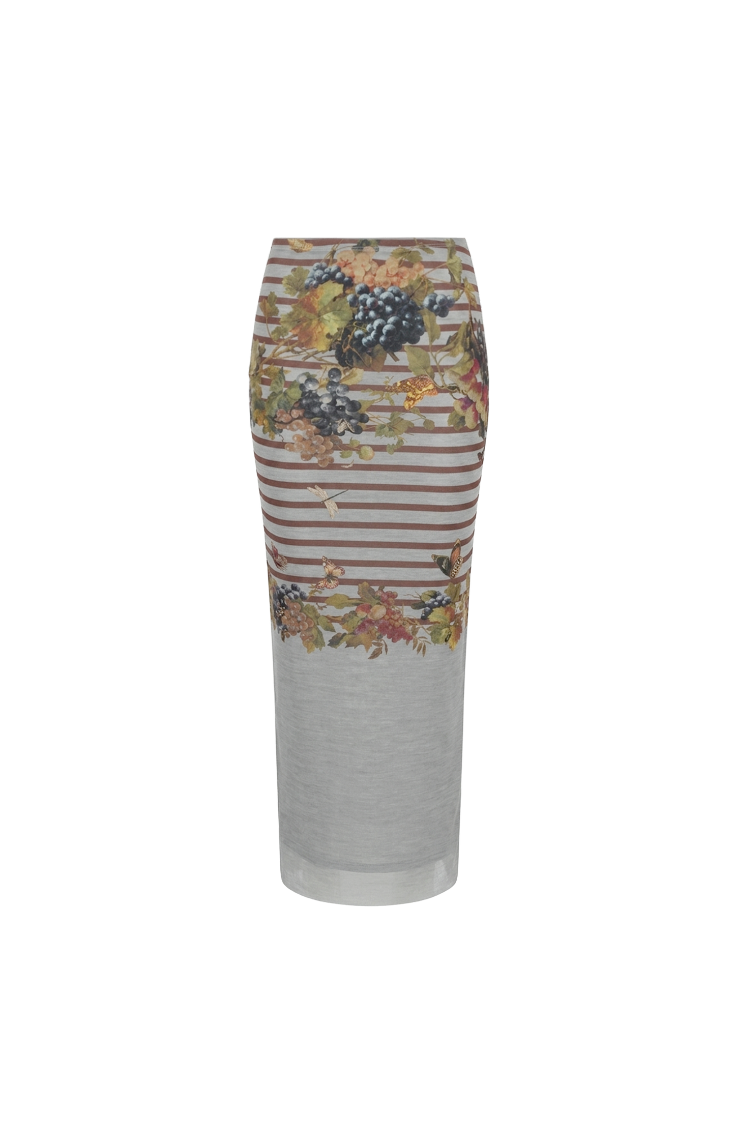 Mesh Printed Marinière Grape Long Skirt