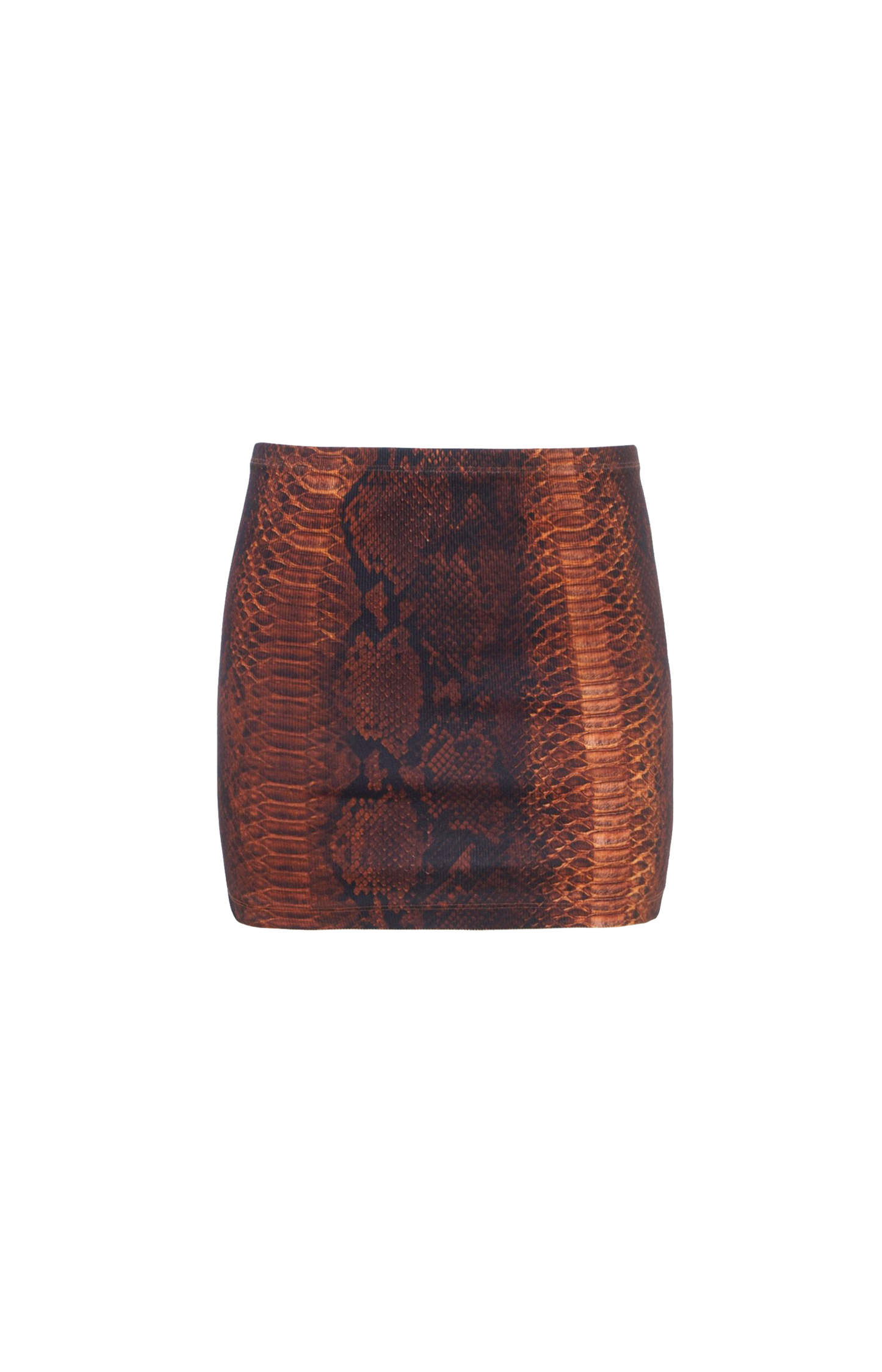 Ribbed Cotton Mini Skirt Python Print