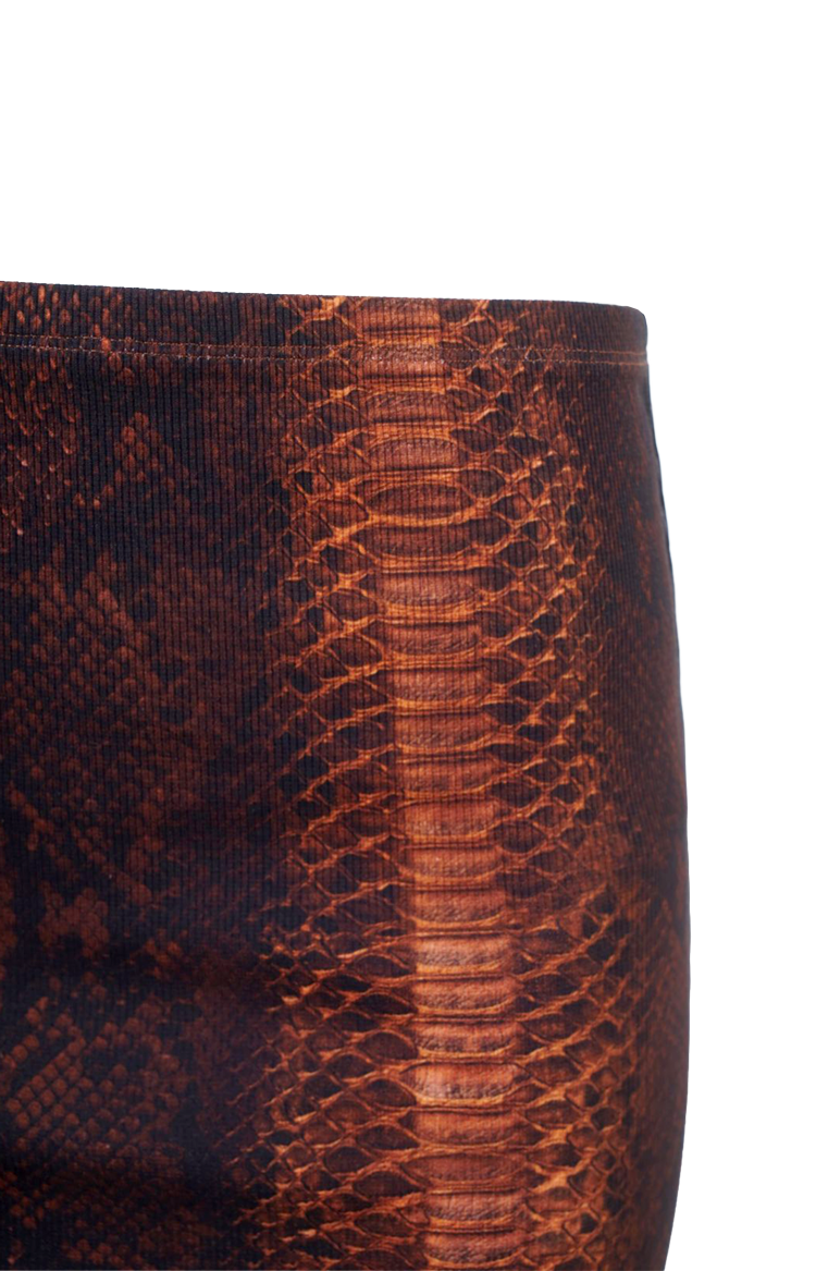 Ribbed Cotton Mini Skirt Python Print