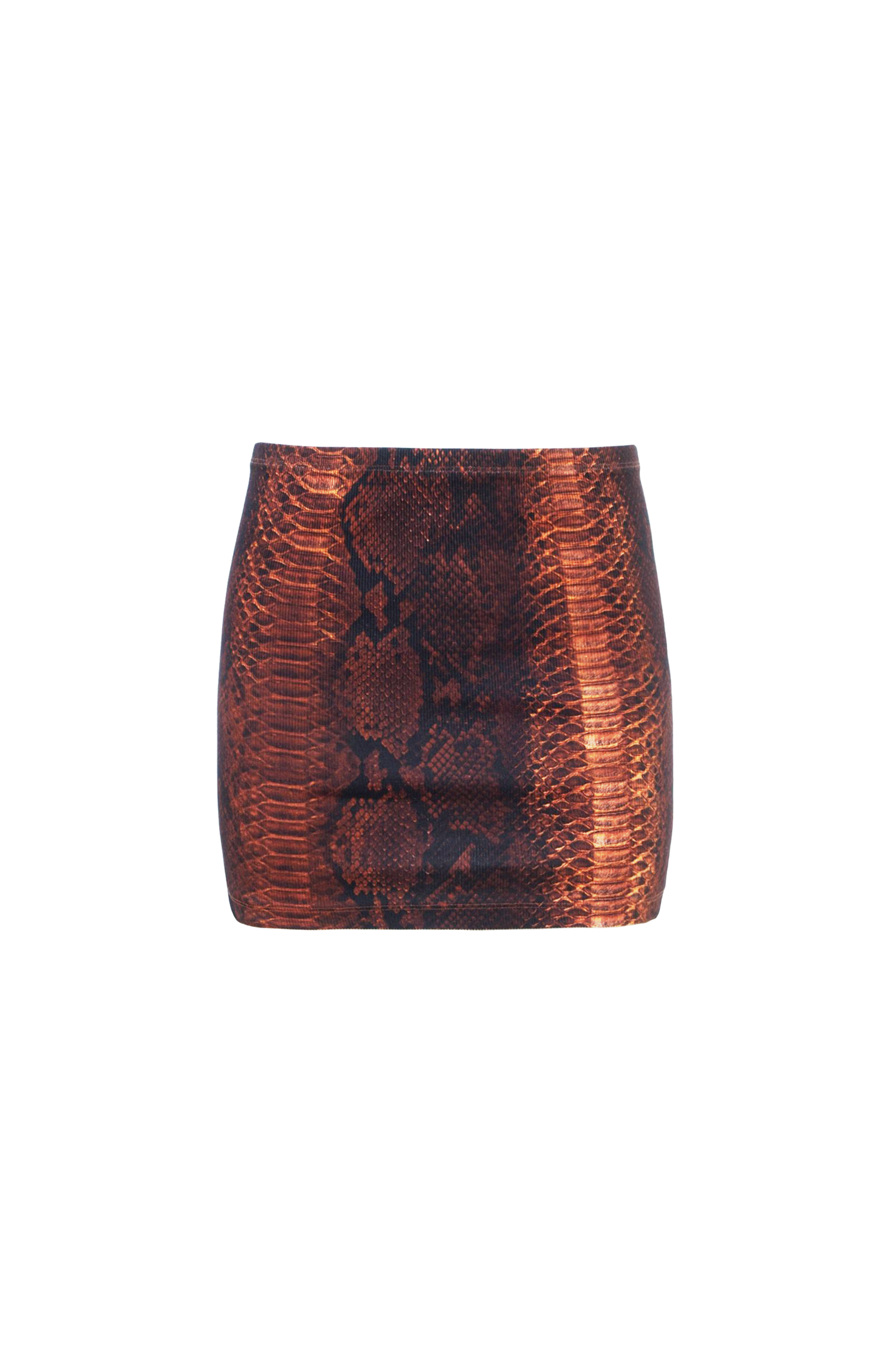 Ribbed Cotton Mini Skirt Python Print