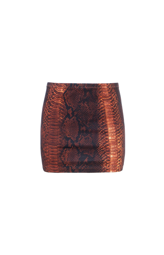 Ribbed Cotton Mini Skirt Python Print