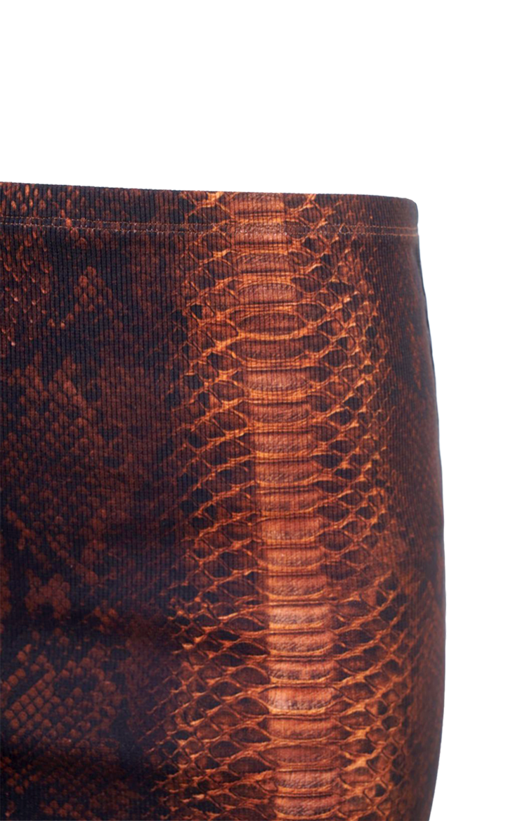 Ribbed Cotton Mini Skirt Python Print