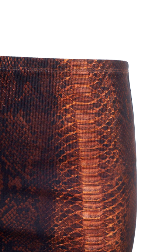 Ribbed Cotton Mini Skirt Python Print