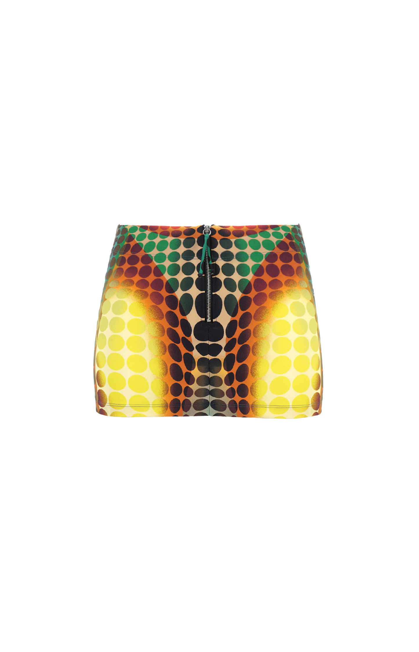 Dot-Print Stretch-Woven Mini Skirt