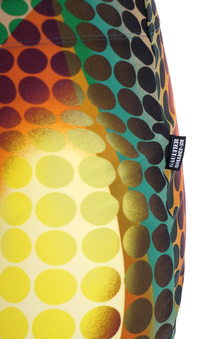 Dot-Print Stretch-Woven Mini Skirt