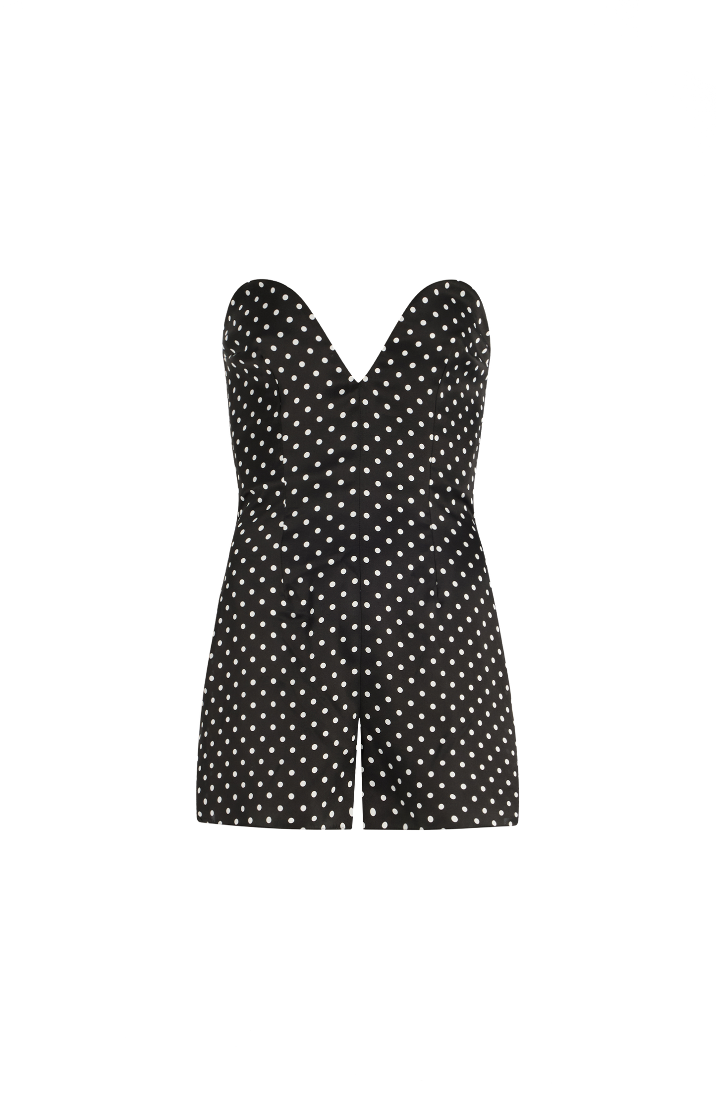 Polka Dot Strapless Silk Satin Bustier Jumpsuit