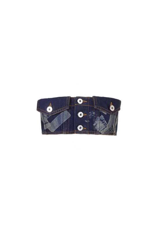 Trompe-L'œil Denim Bandeau Top