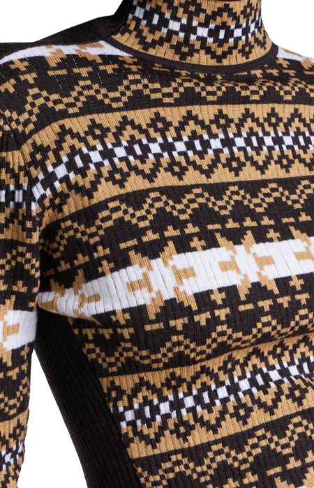 Jean Paul Gaultier Merino Wool Sweater in Fair Isle Jacquard in Brown — product photo 2