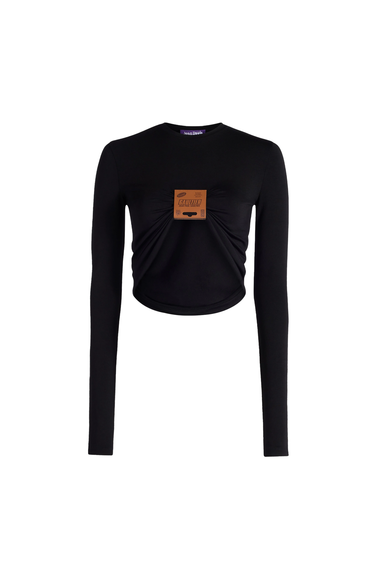 Jean Paul Gaultier Label Long Sleeve Top in Black — front view