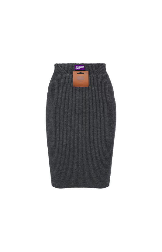 Jean Paul Gaultier Wool-Blend Pencil Skirt in Mid Grey — front view