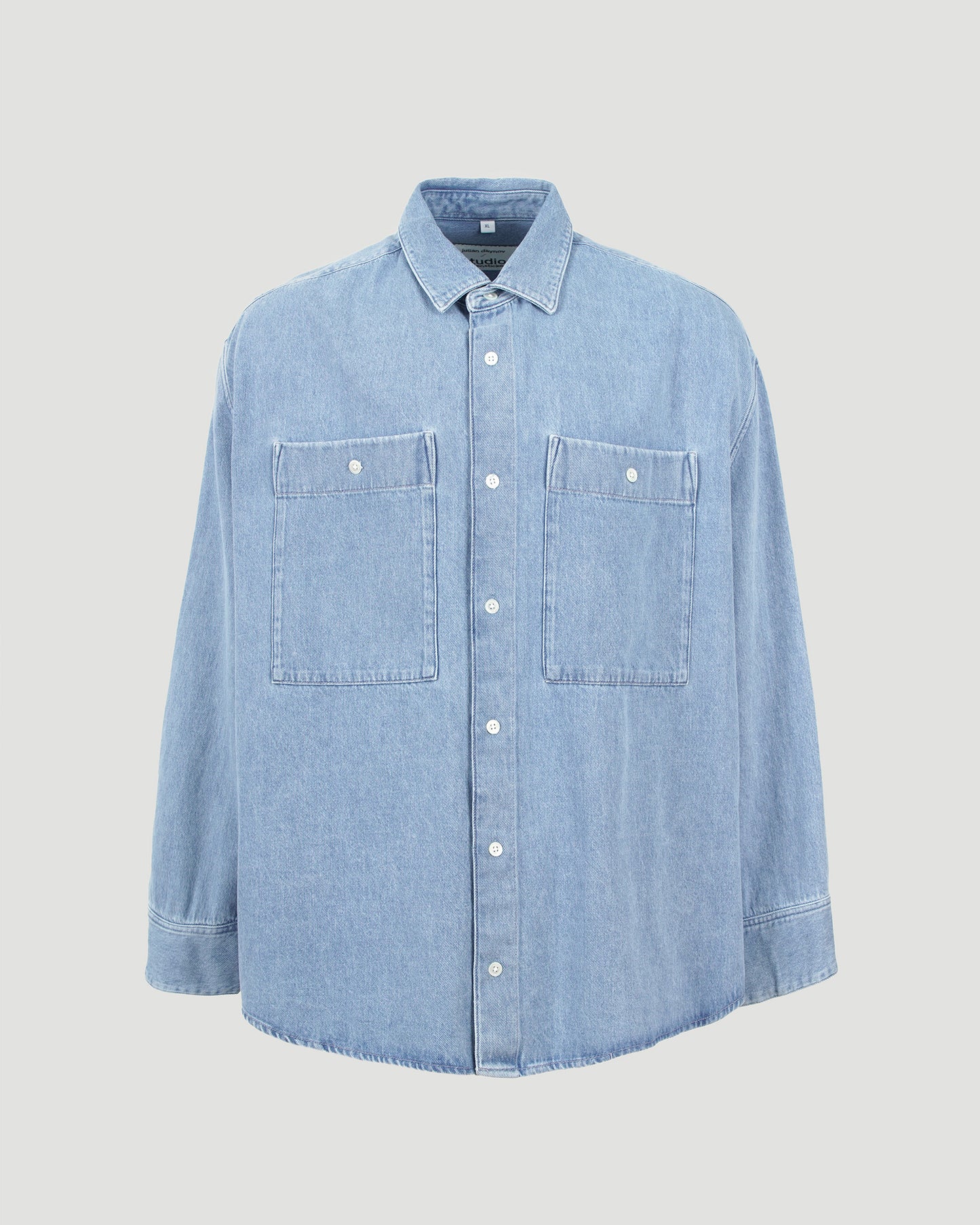 Collar shirt in medium blue