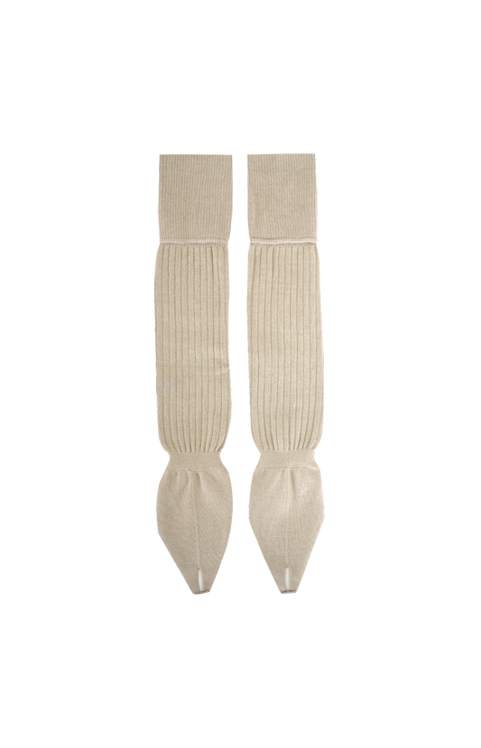 Mid Calf Thong Sock in Beige