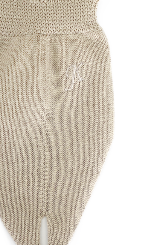 Mid Calf Thong Sock in Beige