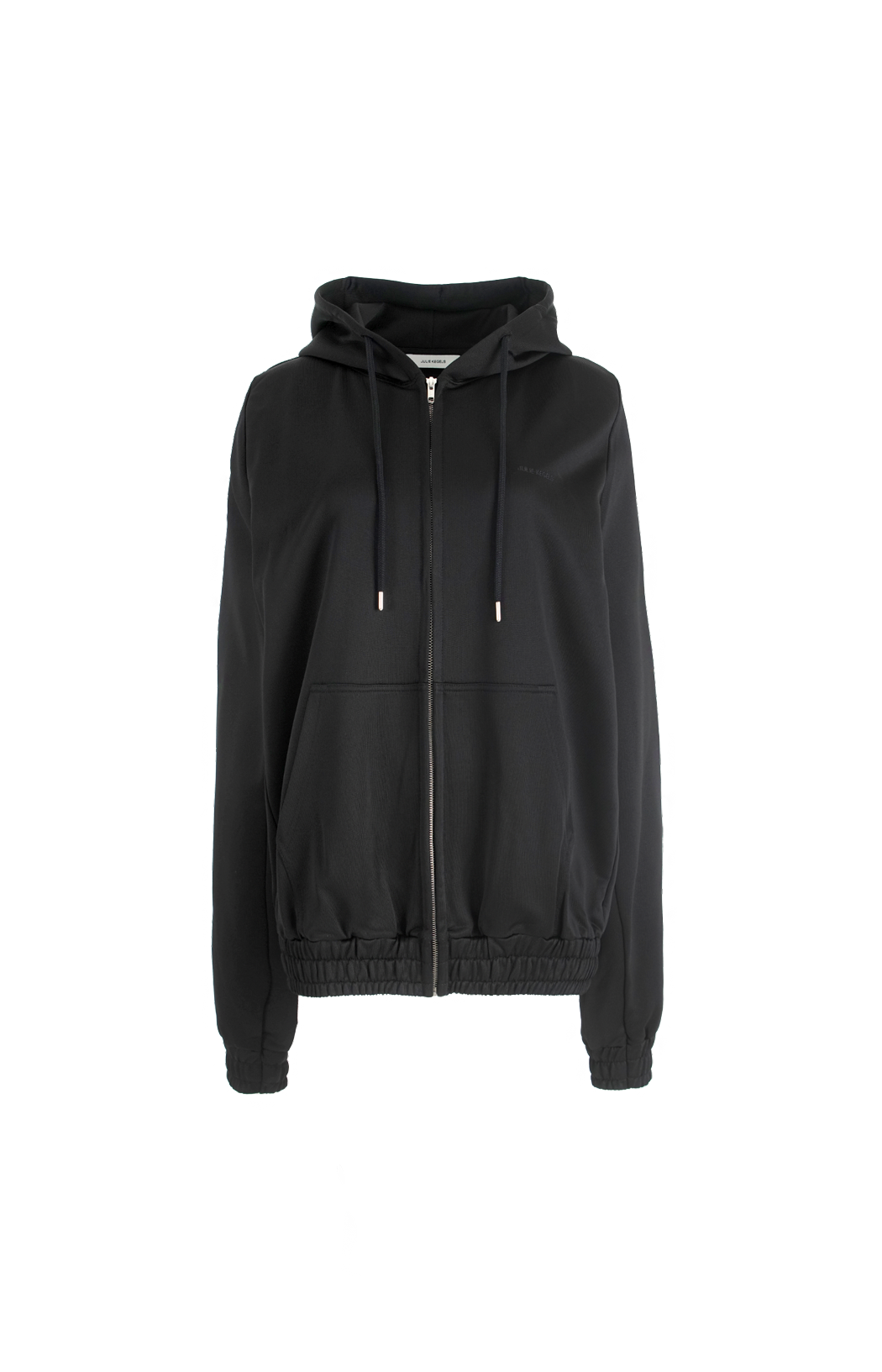 Julie Kegels Jamon Elongated Hoodie in Black — front view