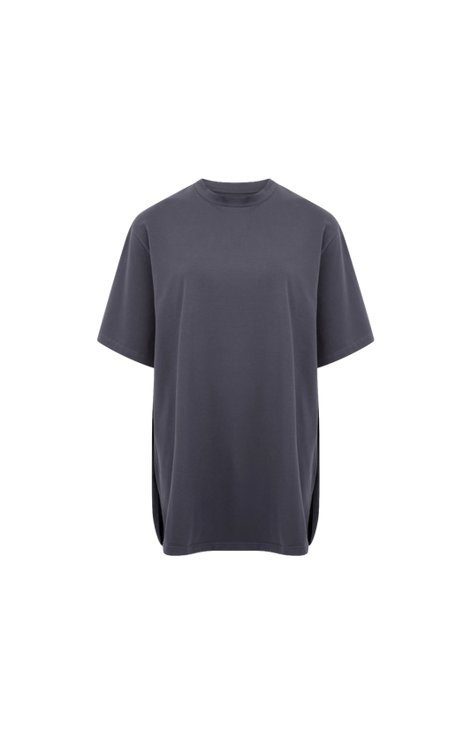 Julie Kegels Cotton T-Shirt with Cap Sleeve in Grey — front view