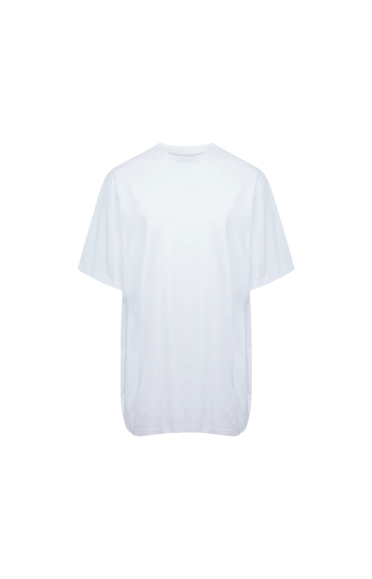 Julie Kegels Cotton T-Shirt with Cap Sleeve in White — front view