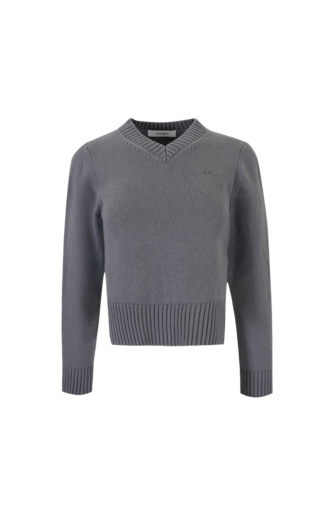 Kelt Wool V-Neck Sweater in Steel Grey