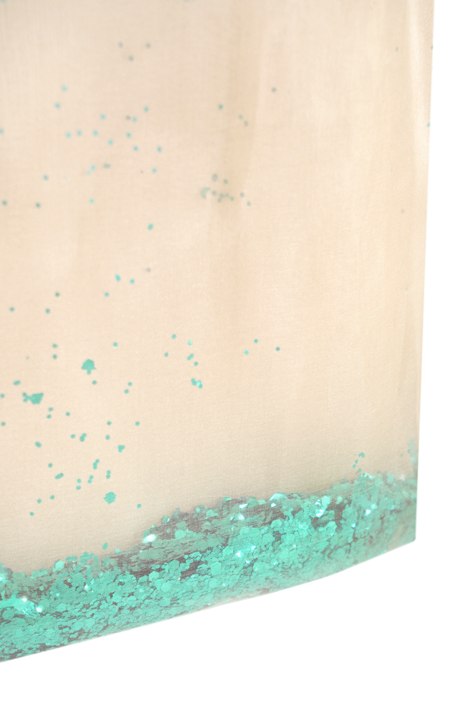 Silk Organza Bio-Glitter Skirt in Nude