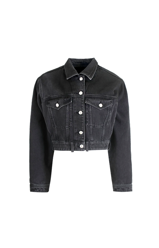 Venim Cropped Denim Jacket in Faded Black