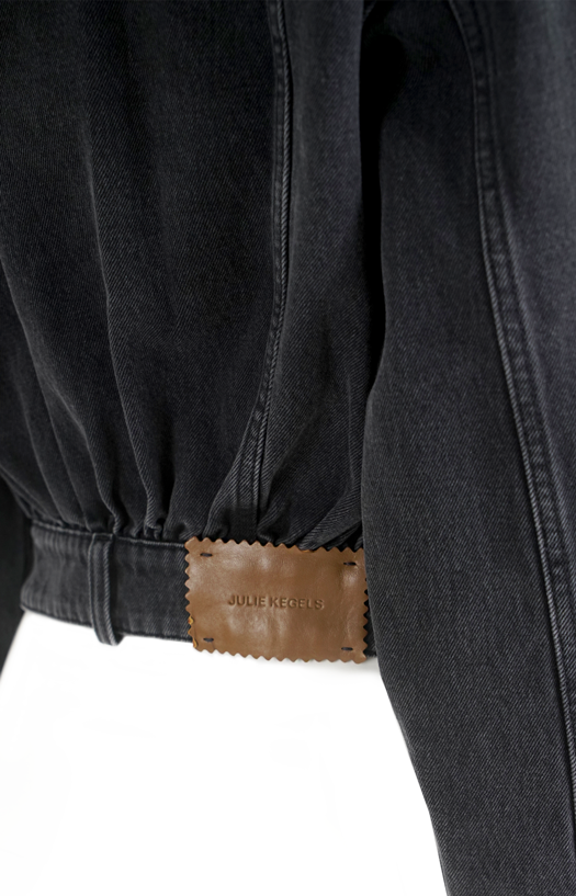 Venim Cropped Denim Jacket in Faded Black