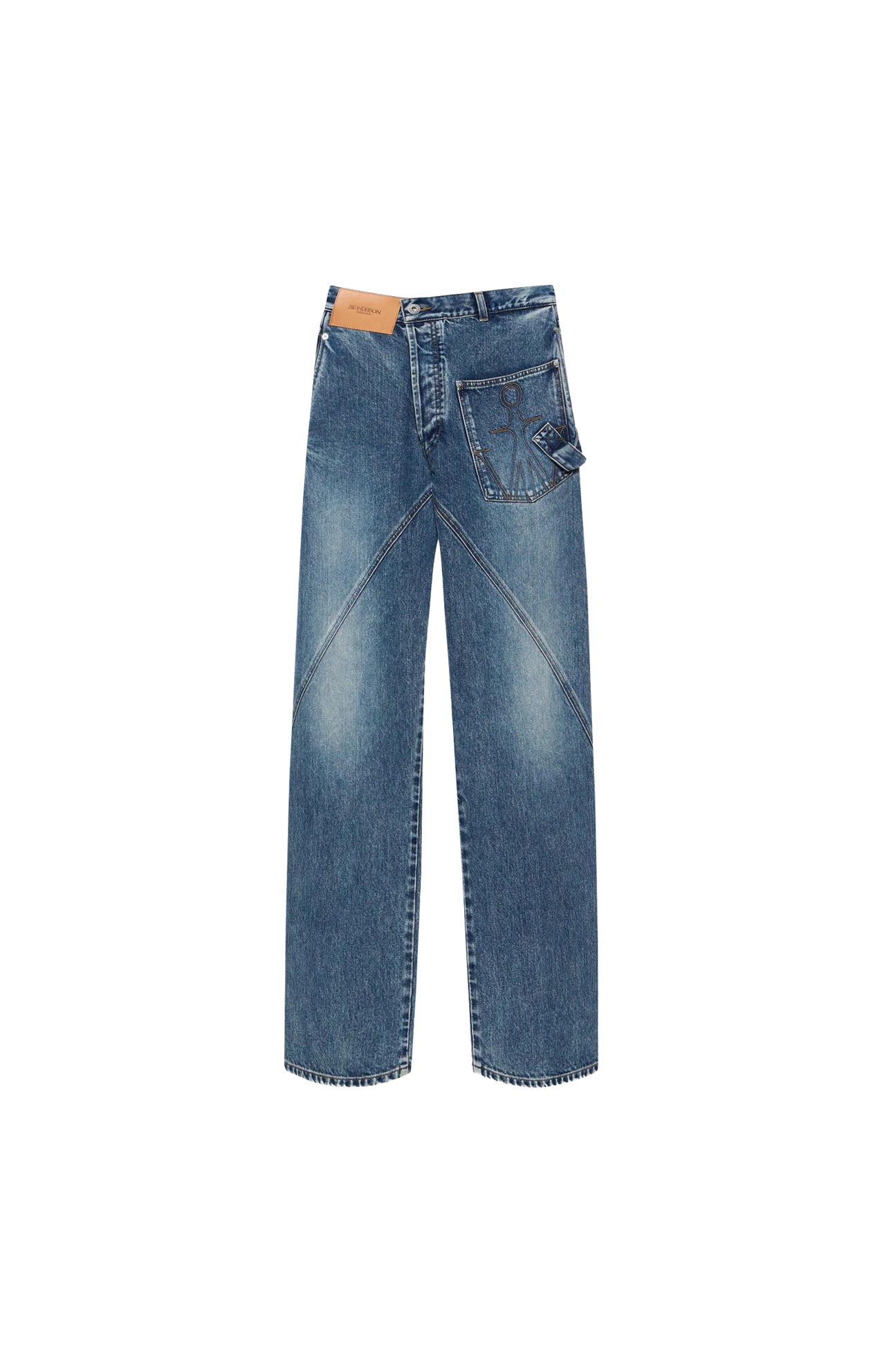 Twisted Workwear Denim Jeans in Mid Blue