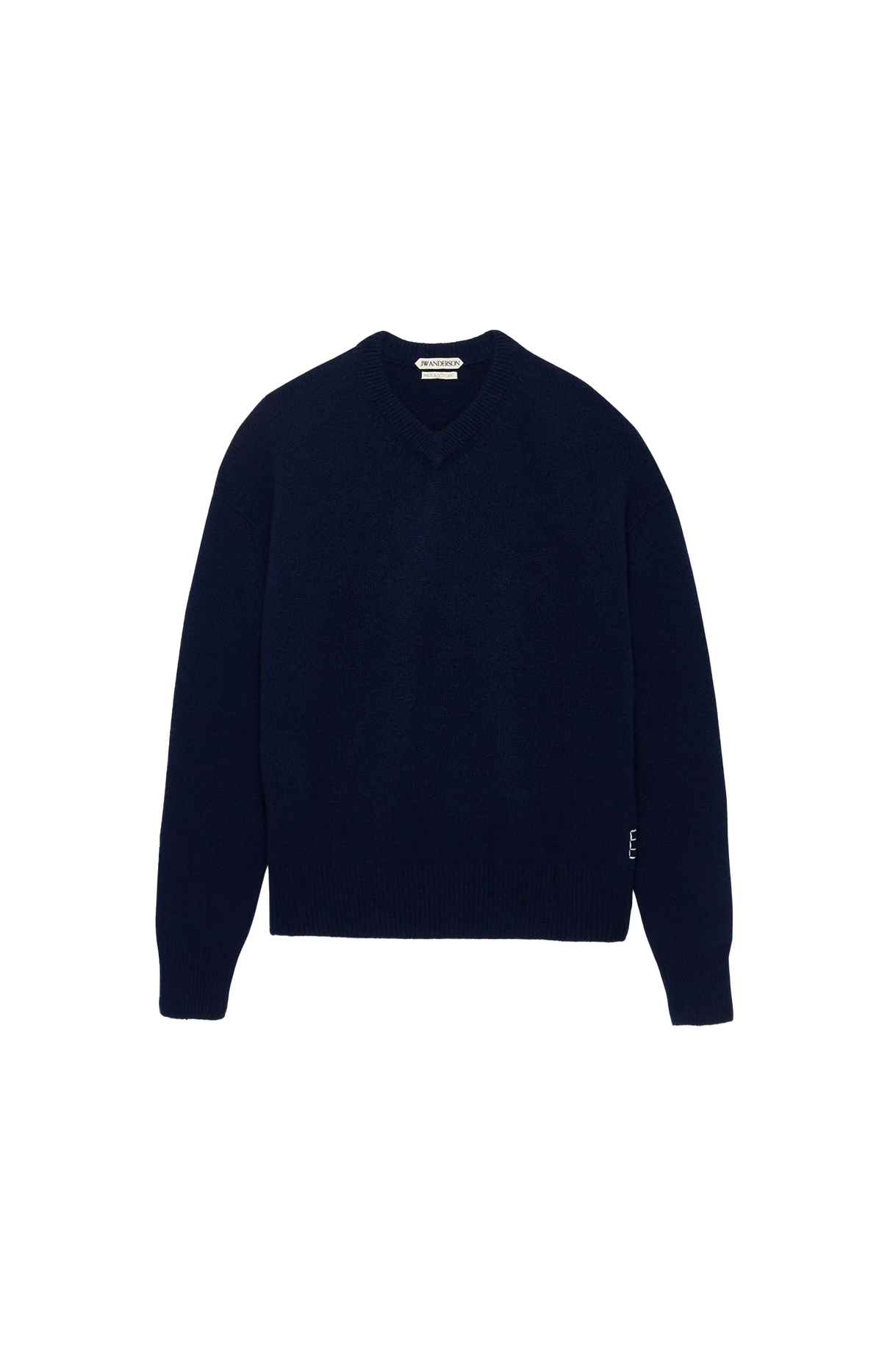 JW Anderson V-Neck Cashmere Jumper in Navy — front view