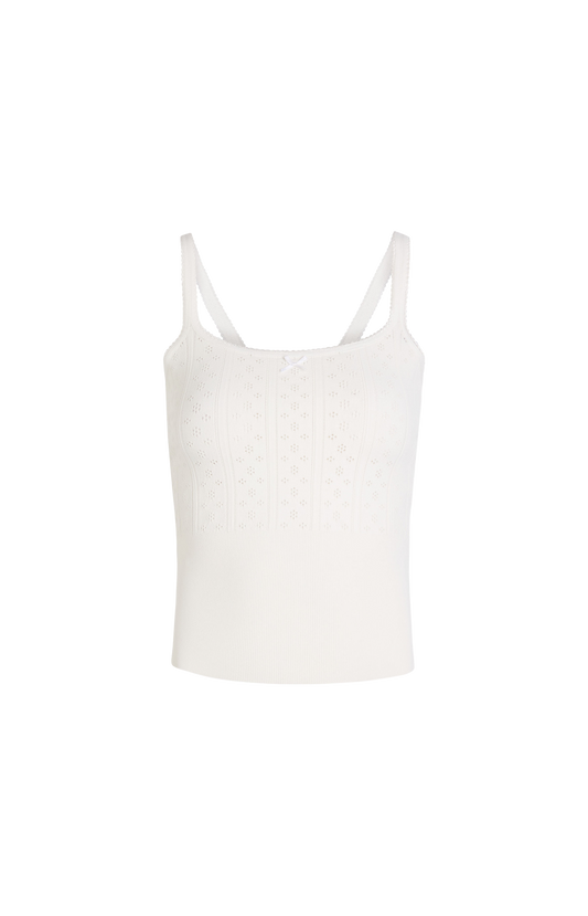 Ribbed-Knit Tank Top in White